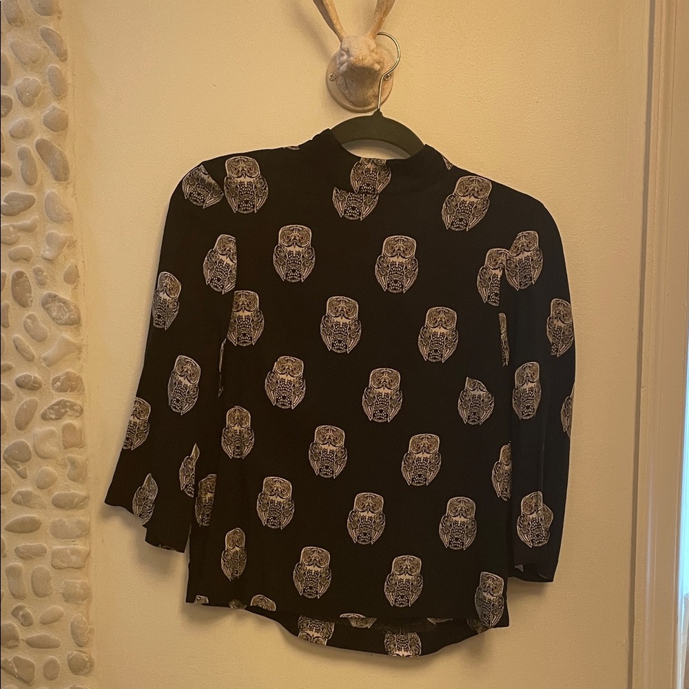 H&M Black Top with Owl Design